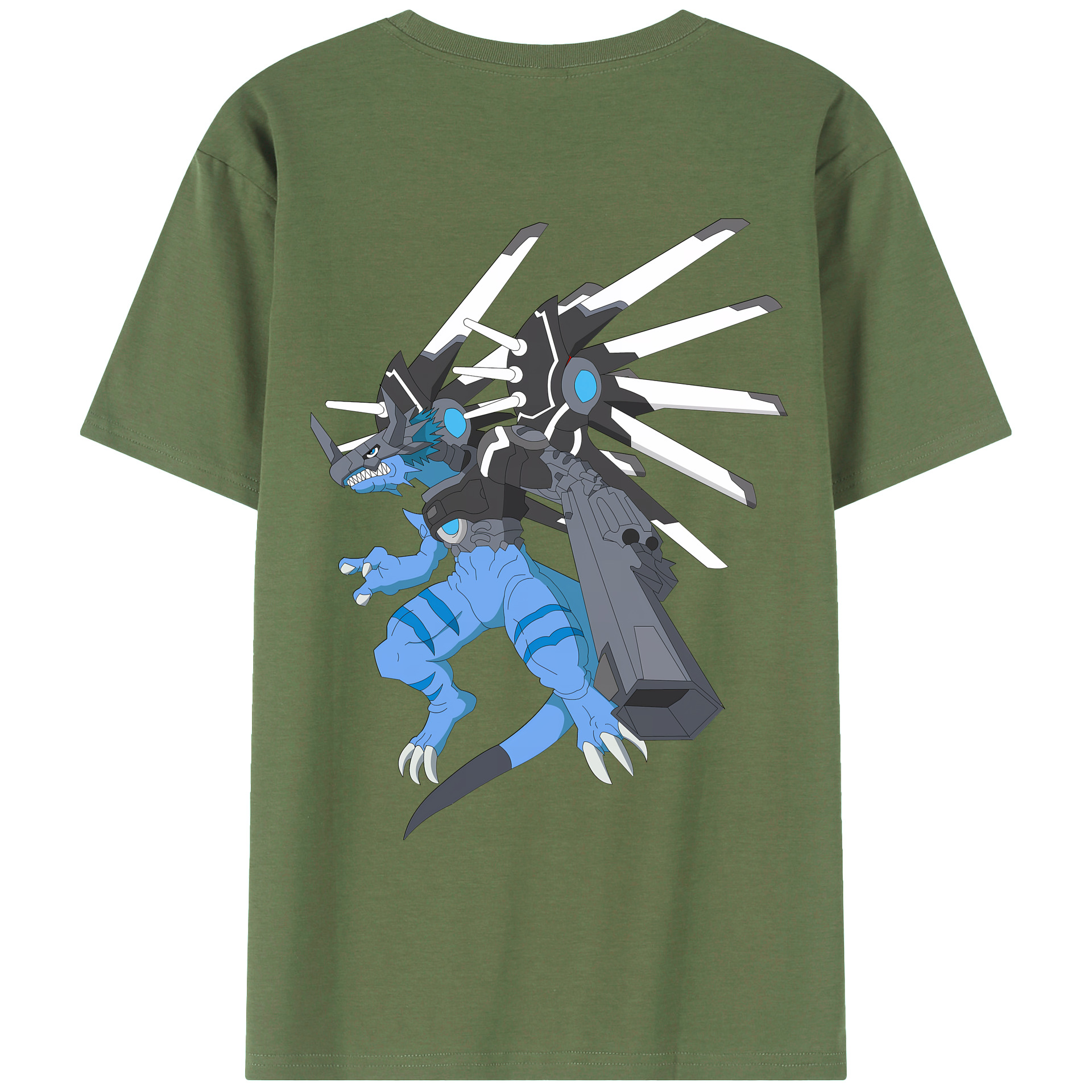 （画像用） Digimon デジタルモンスター/デジモン 綿100％ メンズ半袖Tシャツ（バックプリント） 通気性